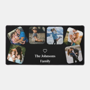 elegant six photos collage black chic personalised desk mat