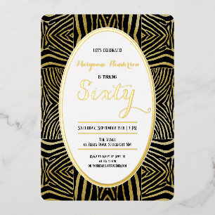 Elegant Sixty black Gold Zebra birthday