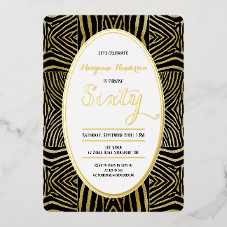 Elegant Sixty black Gold Zebra birthday