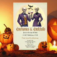 Elegant Skeleton Costume Cocktail Halloween Party
