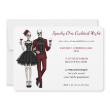 Elegant Skeleton Couple Halloween Cocktail Party