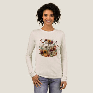 Elegant Skeleton Floral Gothic Fall Fashion Tri-Blend Shirt