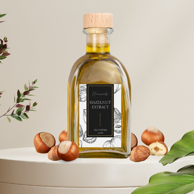 Elegant Sketch Homemade Hazelnut Extract Label (Creator Uploaded)