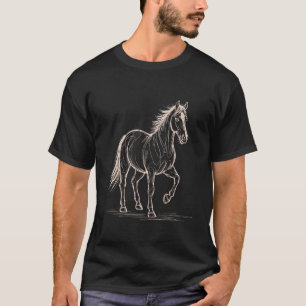 Elegant Sketch Horse Equestrian Lovers Galloping S T-Shirt
