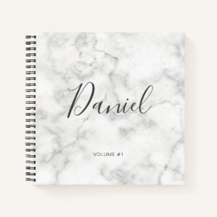 Elegant Sketchbook Your Name Script Marble chic    Notebook