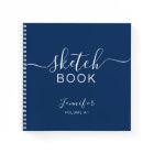 Elegant Sketchbook Your Name Script Navy Blue