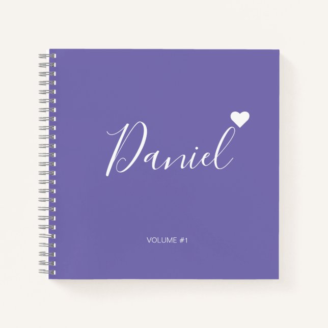 Elegant Sketchbook Your Name Script purple chic No Notebook (Front)