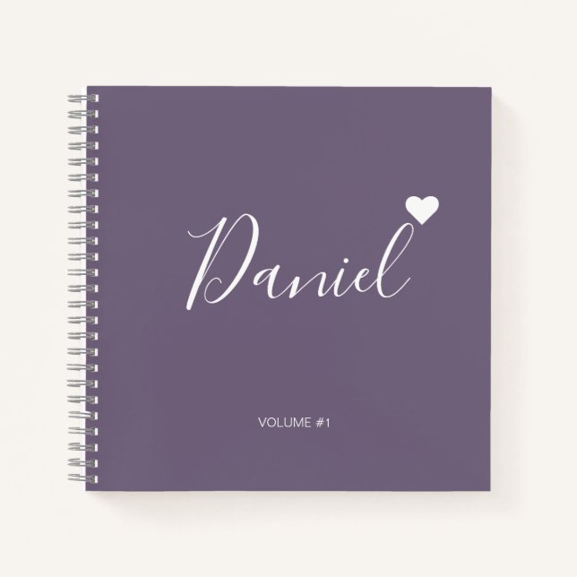 Elegant Sketchbook Your Name Script purple chic Notebook (Front)