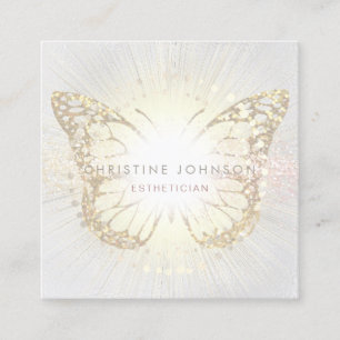 elegant skincare butterfly logo square business card