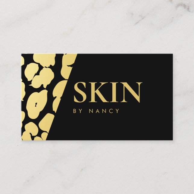 Elegant Skincare Gold Leopard Print  Business Card (Front)