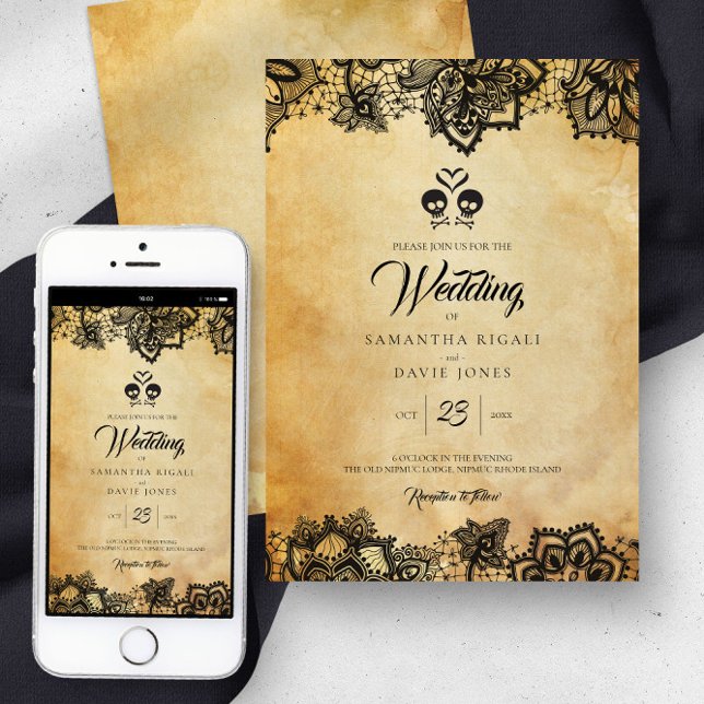 Elegant Skull Budget Halloween Theme Wedding  Invitation (Creator Uploaded)