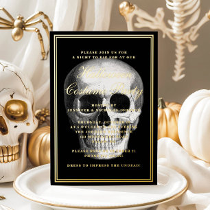 Elegant Skull Halloween Costume Party Gold