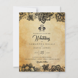 Elegant Skull Halloween Theme Wedding Budget Invitation