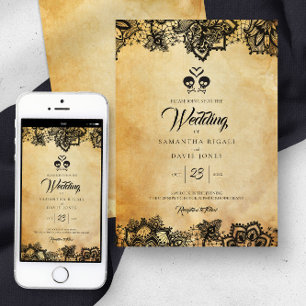 Elegant Skull Halloween Wedding Invitation 