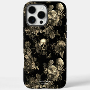 Elegant Skull Roses Owl Black Faux Gold Gothic iPhone 16 Pro Max Case