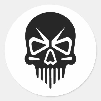 Elegant Skull Silhouette in Monochrome Classic Round Sticker