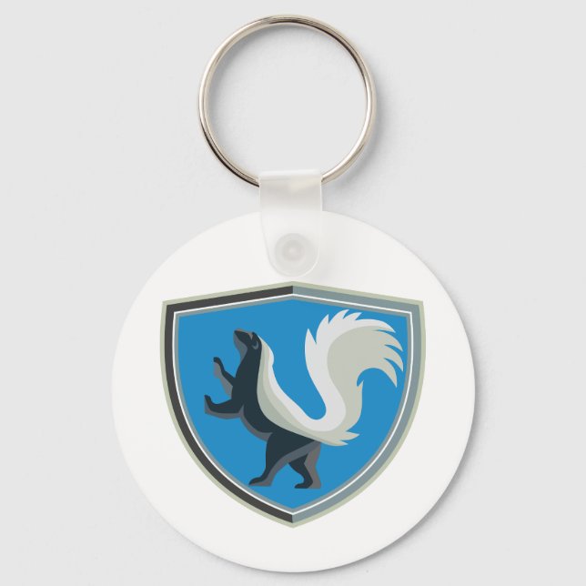 Elegant Skunk Emblem Wildlife Inspired Crest  Key Ring (Front)