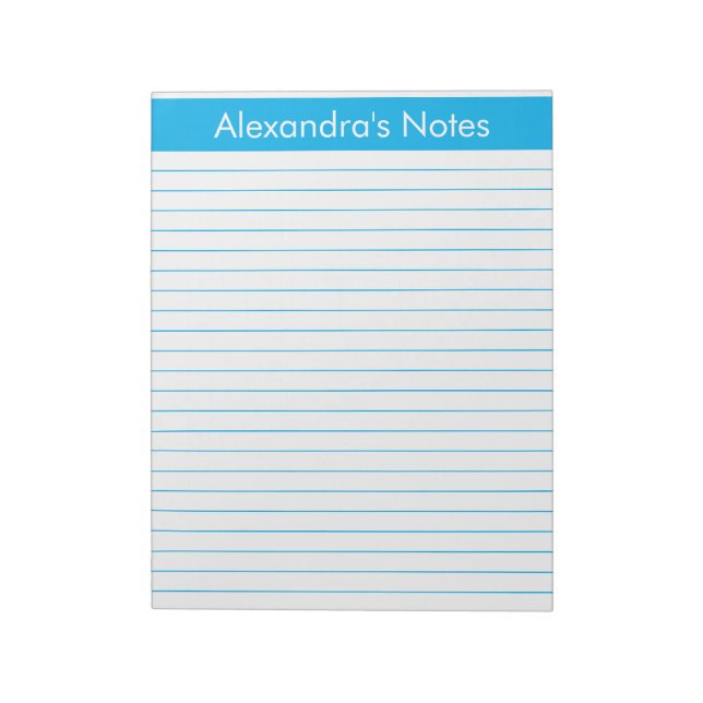 Elegant Sky Blue 8.5x11 Letter Size Large Print Notepad (Rotated)