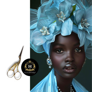 Elegant Sky Blue African Woman Portrait Decoupage Tissue Paper