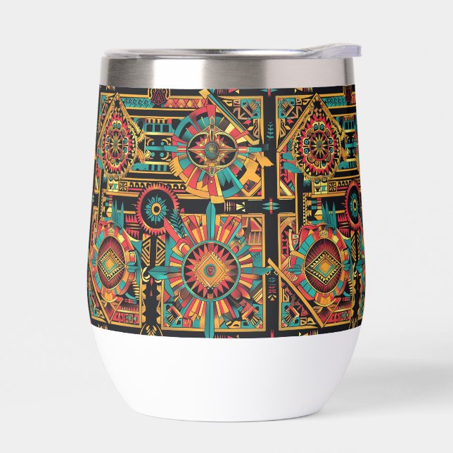 Elegant Sky-Blue "Aztec Dream" 325ml Stemless Glas (Left)