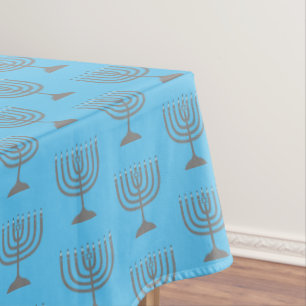 Elegant Sky Blue   Chanukah Hanukkiyah   MENORAH Tablecloth