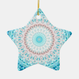 Elegant Sky Blue Crystal Mandala Ceramic Tree Decoration