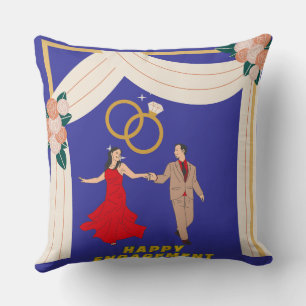 Elegant Sky Blue Engagement Throw Pillow, Cushion