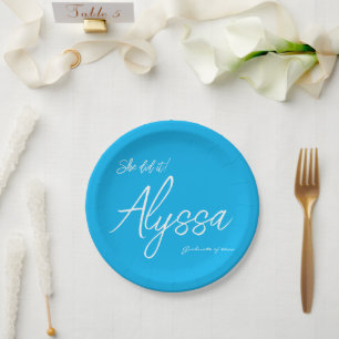 Elegant Sky Blue Graduation Party She Did It Paper Plate