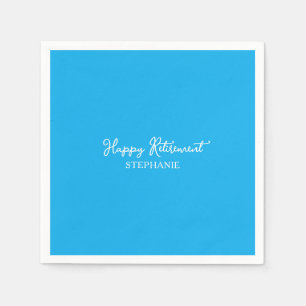 Elegant Sky Blue Happy Retirement Napkin