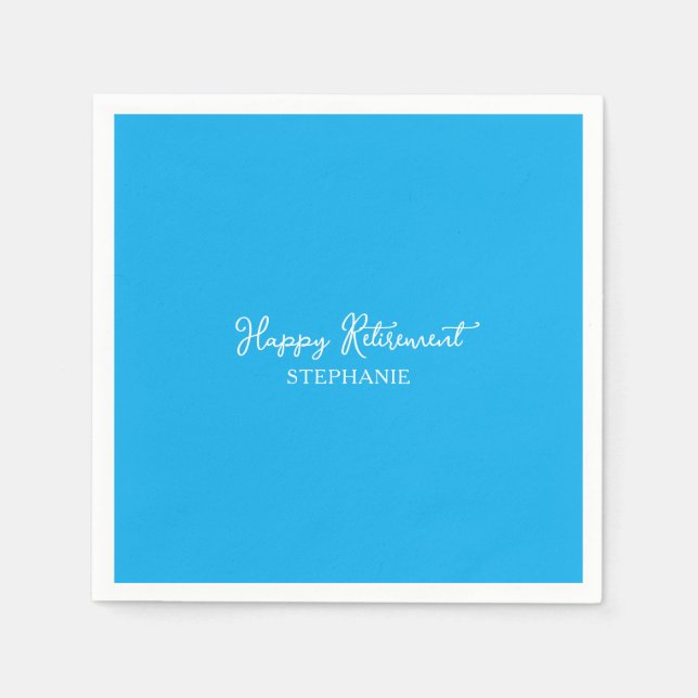Elegant Sky Blue Happy Retirement Napkin (Front)