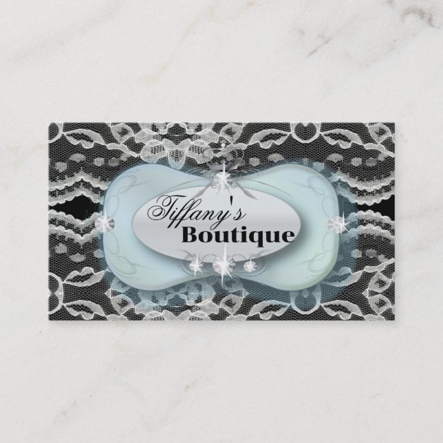 Elegant sky blue lacy Fashion Business Cards (Front)