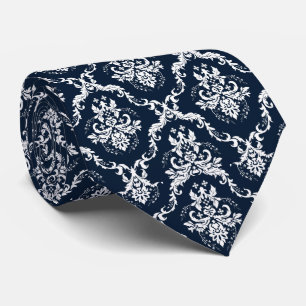 Elegant Sky Blue & White Damasks Tie