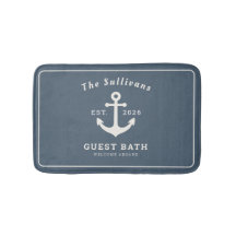 Elegant Slate Blue Coastal Anchor Monogrammed