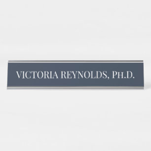Elegant Slate Blue Personalised PhD Graduate Desk Name Plate