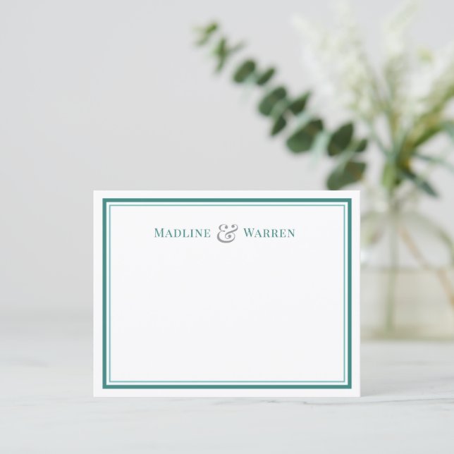 Elegant Slate Border Personalised Couple Notecard (Standing Front)