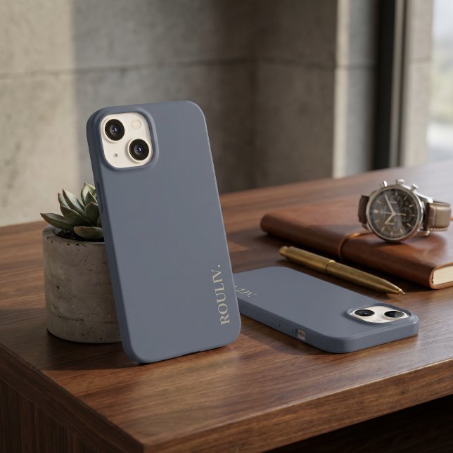 Elegant Slate Grey Minimalist ROULIV  Case-Mate iPhone Case (Elegant Slate Grey Minimalist ROULIV Case-Mate iPhone Case)