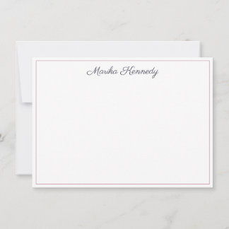 Elegant Slate Grey Script Blush Pink Border Card