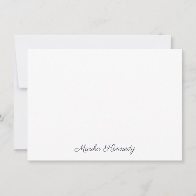 Elegant Slate Grey Script Diamond Signature Card (Front)