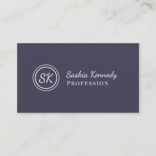 Elegant Slate Grey Script Professional Monogram Business Card