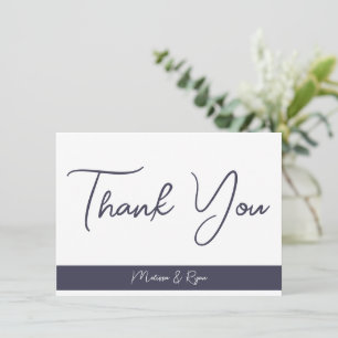 Elegant Slate Grey Script Signature Thank You Card