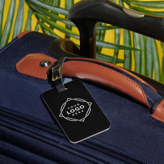 Elegant & Sleek Black QR Code Luggage Tag (Front Insitu 1)