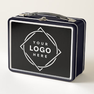 Elegant & Sleek Black QR Code Metal Lunch Box