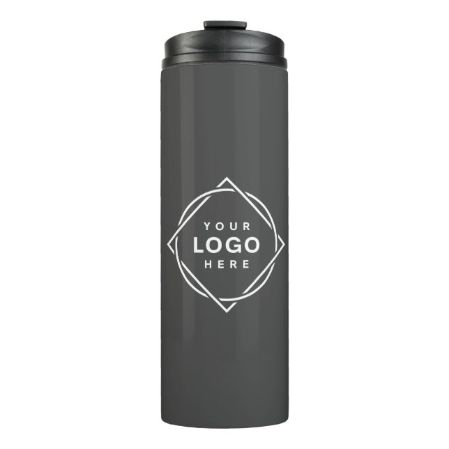 Elegant & Sleek Black QR Code Thermal Tumbler (Front)
