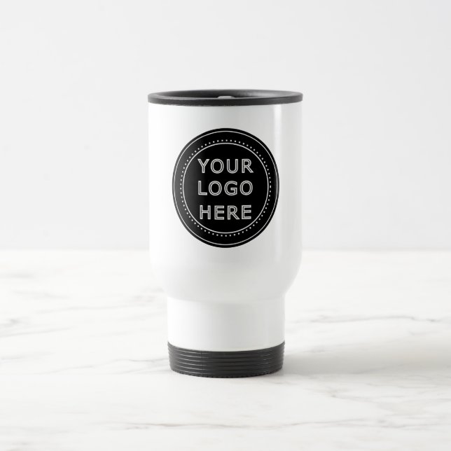 Elegant & Sleek Black QR Code Travel Mug (Center)