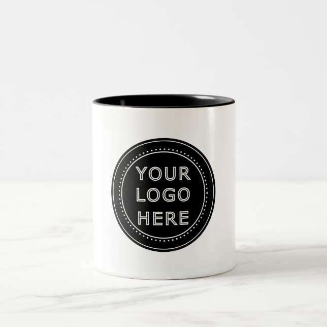Elegant & Sleek Black QR Code Two-Tone Coffee Mug (Center)