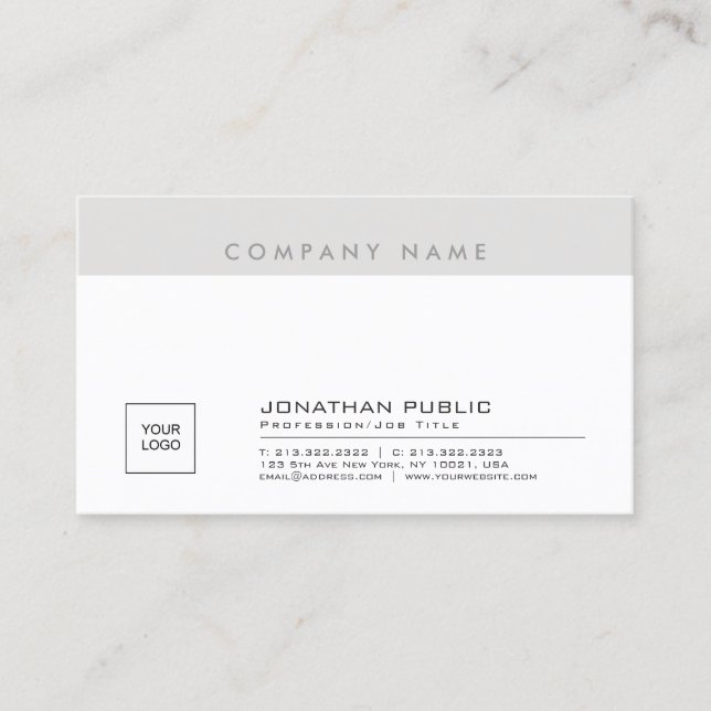 Elegant Sleek Creative Company Logo Plain Graceful Business Card (Front)