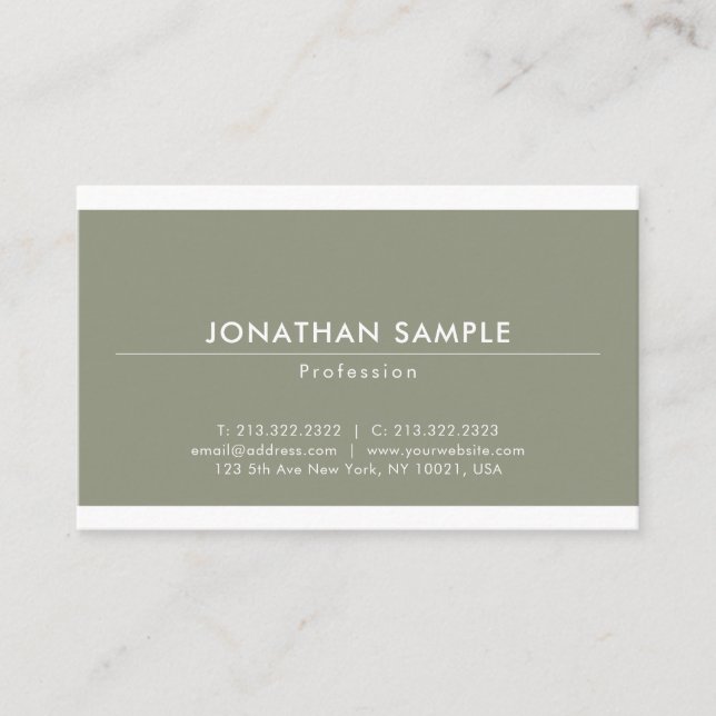 Elegant Sleek Design Modern Plain Luxury Trendy Business Card (Front)