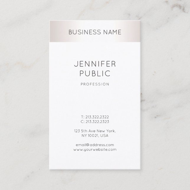 Elegant Sleek Faux Silver Modern Professional Business Card (Front)