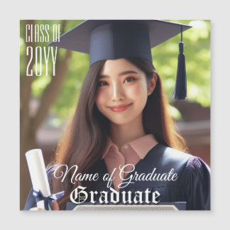 Elegant Sleek Grad Photo Class Year Magnetic Card