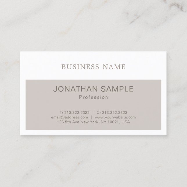 Elegant Sleek Graphic Design Modern Plain Luxury Business Card (Front)